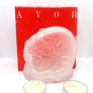 Christmas St. Nick's Starlit Journey Glass Candle Holder NOS